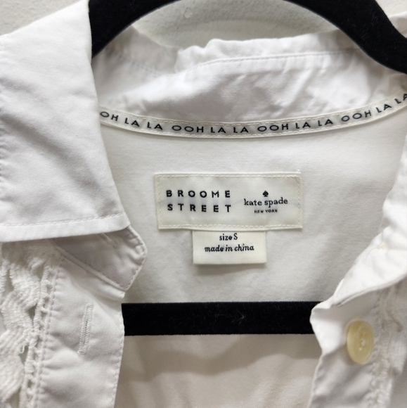 Kate Spade Lace Peplum Short Sleeve Button Down Shirt Womens Small Broome Street - Picture 7 of 11